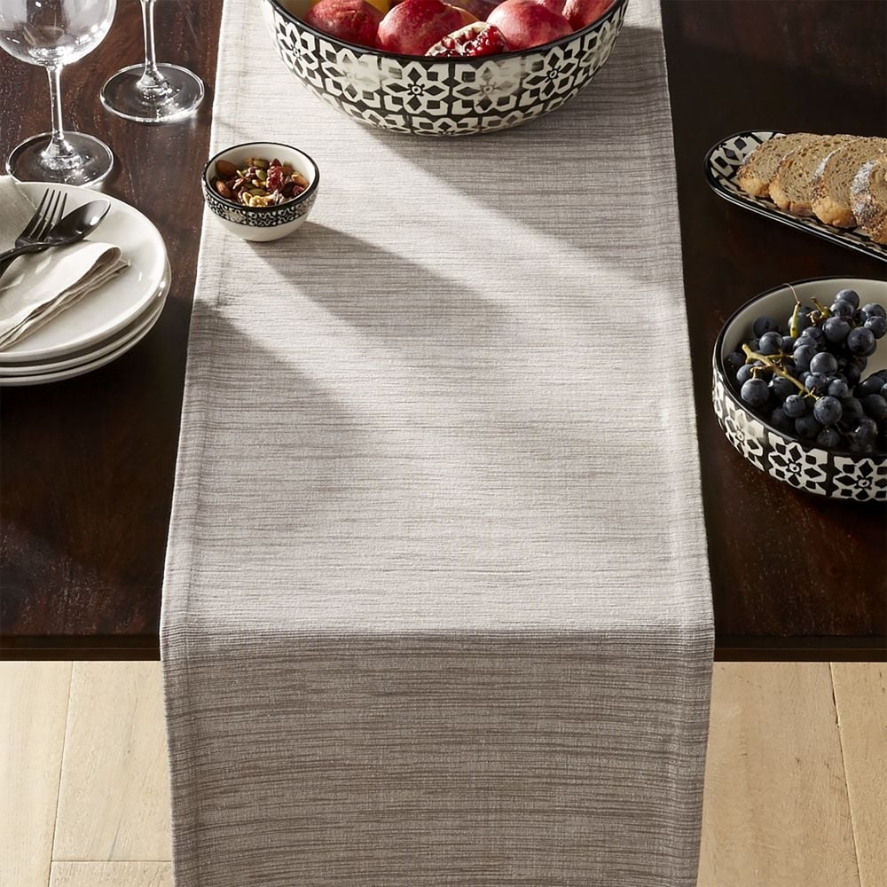 Grasscloth Dove Grey Table Runner - Image 0