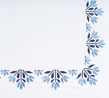 Blossom Embroidered Organic Duvet Cover, Full/Queen, White - Image 4