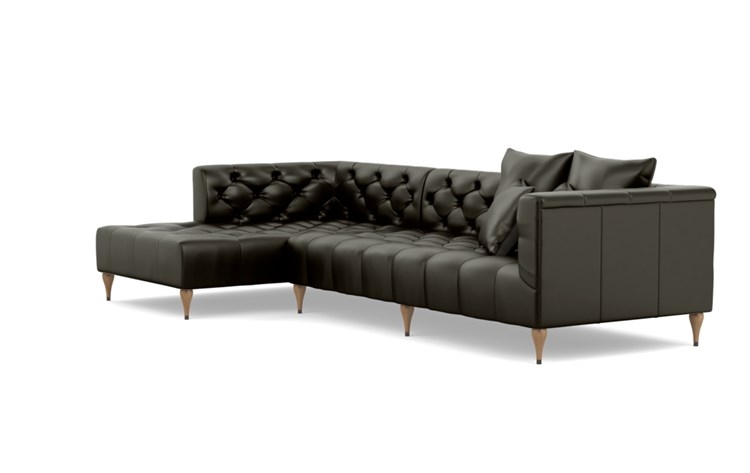 Ms. Chesterfield leather Chaise Sectional with Tobacco and White Oak with Antique Cap legs - Image 4
