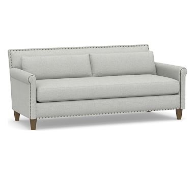 Charlotte Upholstered Sofa, Polyester Wrapped Cushions, Basketweave Slub, Ash - Image 0