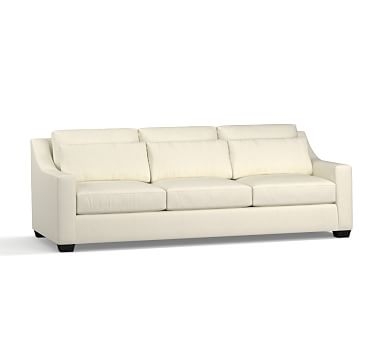 York Slope Arm Upholstered Deep Seat Grand Sofa 95" 3-Seater, Down Blend Wrapped Cushions, Premium Performance Basketweave Ivory - Image 2