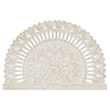 Mandala Carved Faux Headboard, White Wash - Image 0