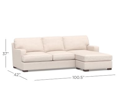 Townsend Square Arm Upholstered Sofa with Reversible Storage Chaise Sectional, Polyester Wrapped Cushions, Sunbrella(R) Performance Boss Herringbone Pebble - Image 1