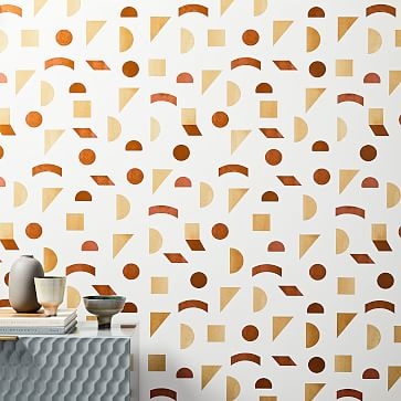 Mid-Century Tile Wallpaper, White/Grey/Navy - Image 3