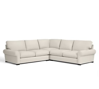 Turner Roll Arm Upholstered 3-Piece L-Shaped Corner Sectional, Down Blend Wrapped Cushions, Twill Cream - Image 0