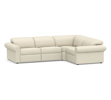 Ultra Lounge Roll Arm Upholstered 4-Piece Reclining Sectional, Polyester Wrapped Cushions, Basketweave Slub Oatmeal - Image 3