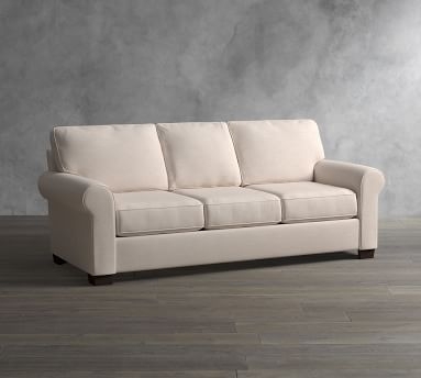 Buchanan Roll Arm Upholstered Sofa 87", Polyester Wrapped Cushions, Sunbrella(R) Performance Slub Tweed Oatmeal - Image 1