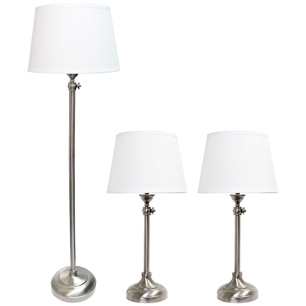 Carl Nickel 3-Piece Adjustable Floor and Table Lamp Set - Style # 35P07 - Image 0