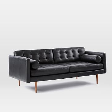 Monroe Mid-Century Sofa, Leather, Saddle - Image 3