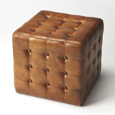 Archer Leather Cube Ottoman - Image 0