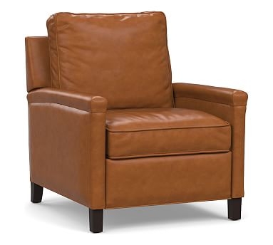 Tyler Square Arm Leather Power Recliner without Nailheads, Down Blend Wrapped Cushions, Signature Maple - Image 2
