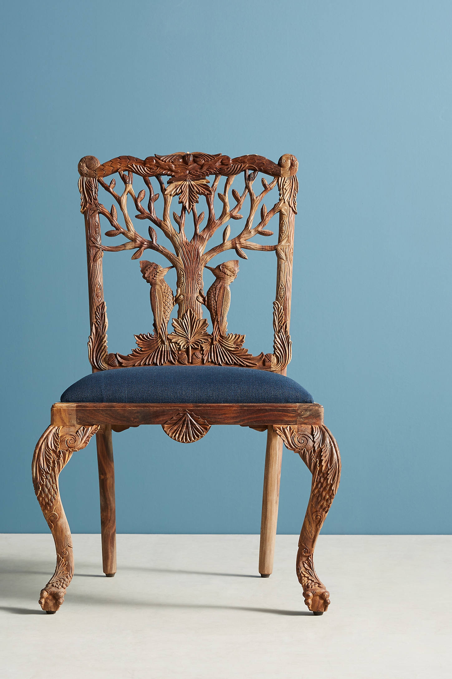 Handcarved Menagerie Woodpecker Dining Chair - Image 0