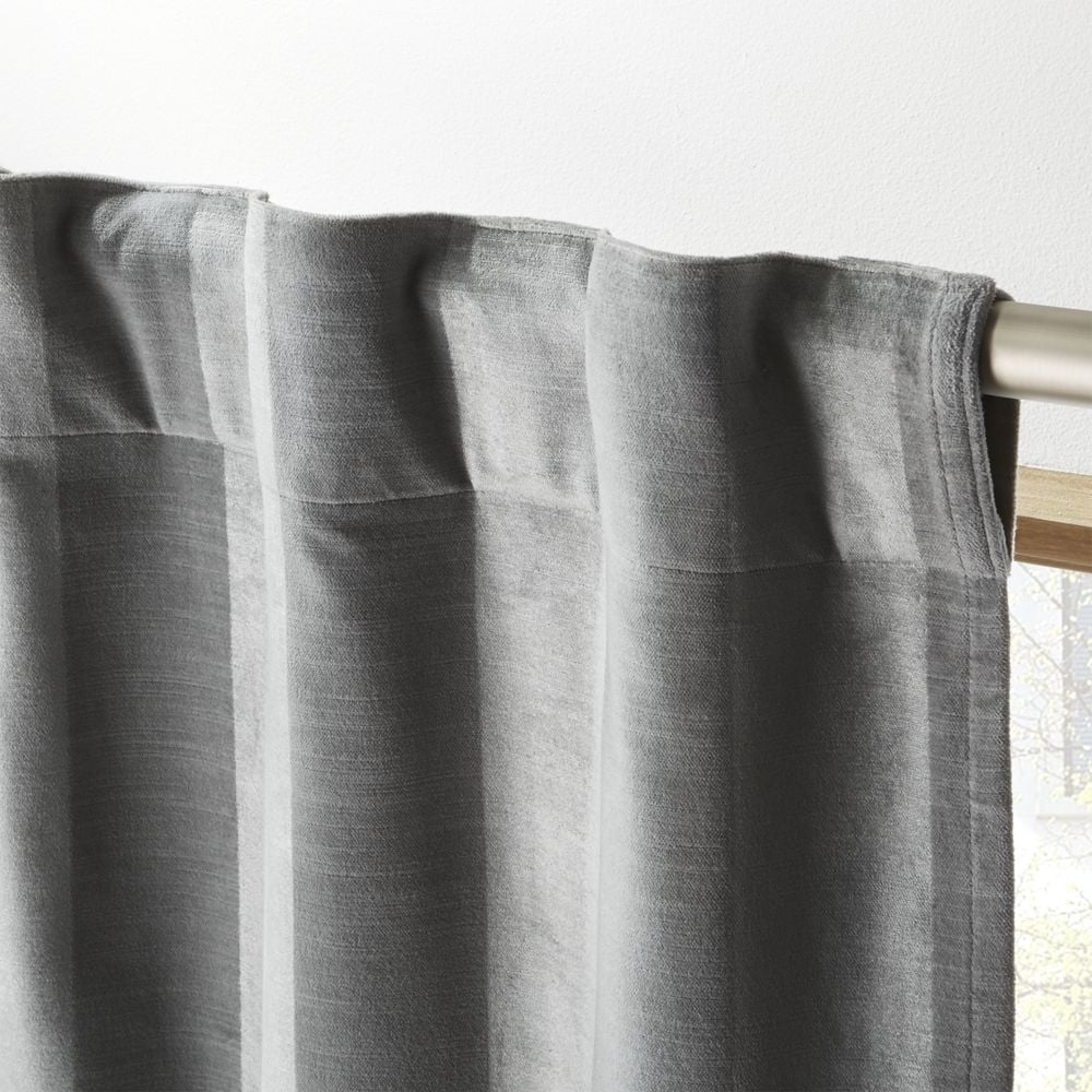 "Grey Stripe Velvet Curtain Panel 48""x120""" - Image 0