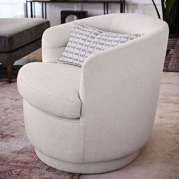 Viv Swivel Chair, Chenille Tweed, Rosette, Concealed Supports - Image 2