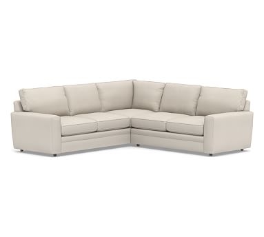 Pearce Square Arm Upholstered 2-Piece L-Shaped Sectional, Down Blend Wrapped Cushions, Performance Twill Stone - Image 0