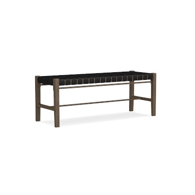 Stratton Bench, 48.5", Rustic Brown, Black Leather - Image 2