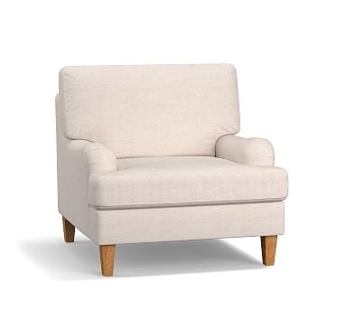 SoMa Hawthorne English Upholstered Armchair, Polyester Wrapped Cushions, Performance Plush Velvet Slate - Image 1