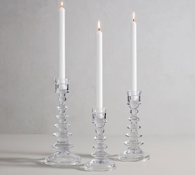 Harper Stacked Glass Taper Candlesticks - Small - Image 1