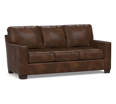 Buchanan Square Arm Leather Sofa 83.5", Polyester Wrapped Cushions, Vintage Cocoa - Image 0