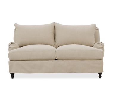 Carlisle Slipcovered Sofa 80" with Bench Cushion, Down Blend Wrapped Cushions, Premium Performance Basketweave Pebble - Image 3