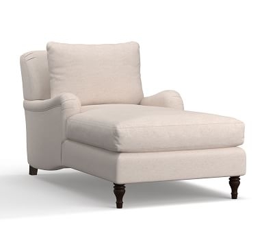 Carlisle English Arm Upholstered Chaise Lounge, Down Blend Wrapped Cushions, Performance Heathered Tweed Pebble - Image 3