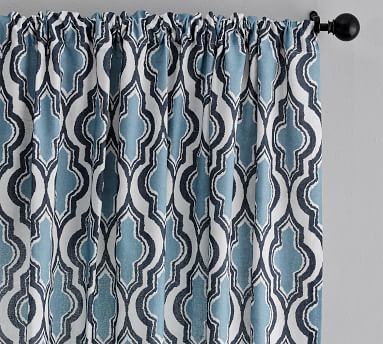 Addie Print Linen/Cotton Rod Pocket Curtain, Gray, 96 X 50" - Image 1
