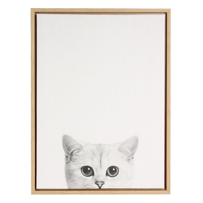 'Kitty Black and White Portrait' Framed Drawing Print on Wrapped Canvas - Image 0