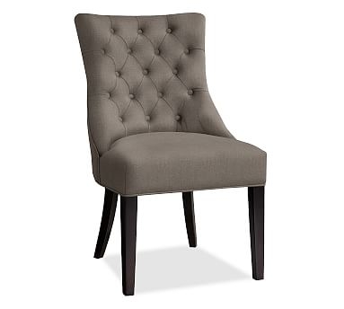 Hayes Tufted Dining Side Chair, Espresso Frame, Performance Heathered Tweed Graphite - Image 2