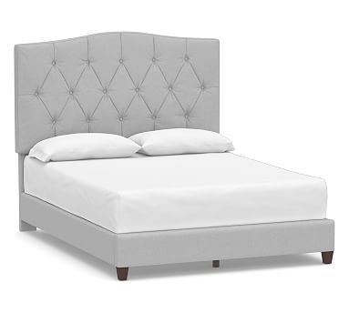 Elliot Curved Upholstered Bed, King, Brushed Crossweave Light Gray - Image 0