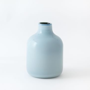 Pure Glass Vase, Wide Jar, 9", Opal Mediterranean Blue - Image 0