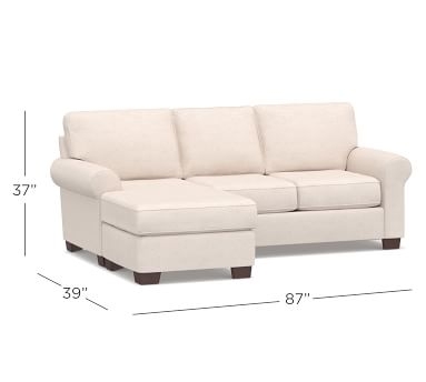 Buchanan Roll Arm Upholstered Sofa with Reversible Chaise Sectional, Polyester Wrapped Cushions, Performance Brushed Basketweave Ivory - Image 1