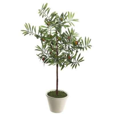 Artificial Green Olive Floor Ficus Tree in Pot - Image 0
