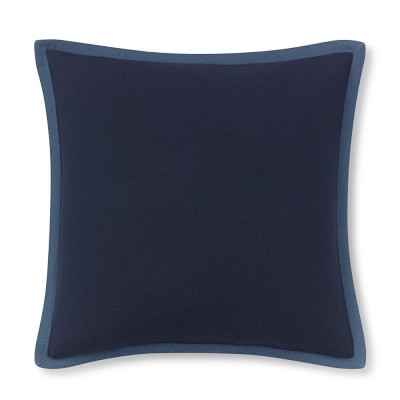 Cashmere Pillow Cover with Contrast Edge, 18" X 18", Navy/Blue - Image 0