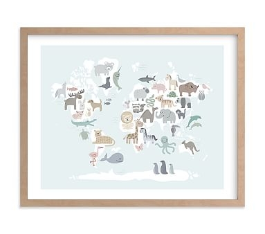 Minted(R) Wild World Map Wall Art by Jessie Steury; 14x11, Natural - Image 0