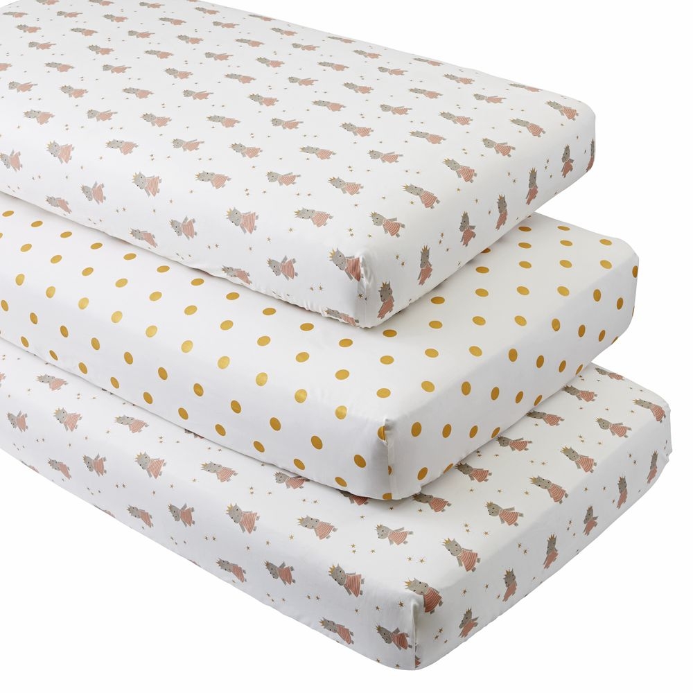 Royal Hippo Crib Fitted Sheets, Set of 3 - Image 0