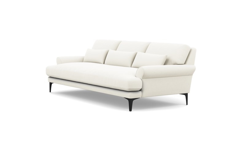 Maxwell Sofa with White Ivory Fabric and Matte Black legs - Image 4