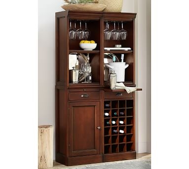 Modular Bar 4-Piece Buffet (2 Standard Hutches, 1 Wine Grid, 1 Cabinet Base), Seadrift - Image 2