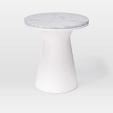 Marble Topped Pedestal Side Table - White Marble / White - Image 0
