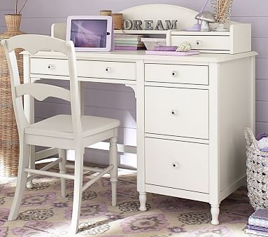 Juliette Storage Desk & Hutch Set, French White, UPS - Image 2