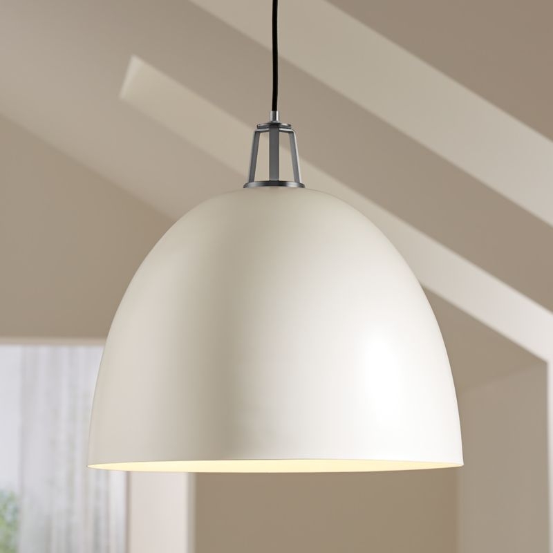 Maddox White Dome Pendant Large with Nickel Socket - Image 4