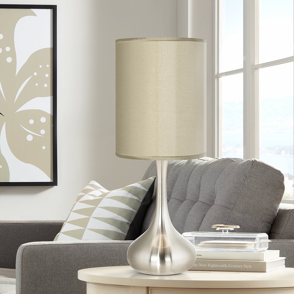 Possini Euro Droplet 23 1/2" Table Lamp with Sesame Faux Silk Shade - Image 0
