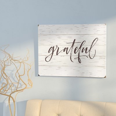 'Grateful' Textual Art on Wood - Image 0