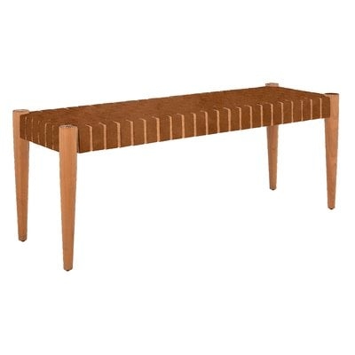 Albanese Genuine Leather Solid Wood Bench - Image 0