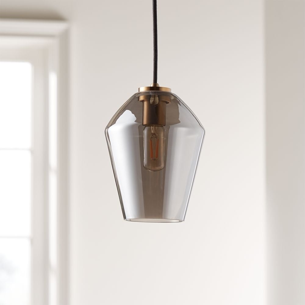 Arren Brass Single Pendant Light with Silver Angled Shade - Image 0