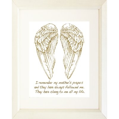 Typography Religious Angel Wings and Quote 'Mother's Prayers' Framed Textual Art - Image 0