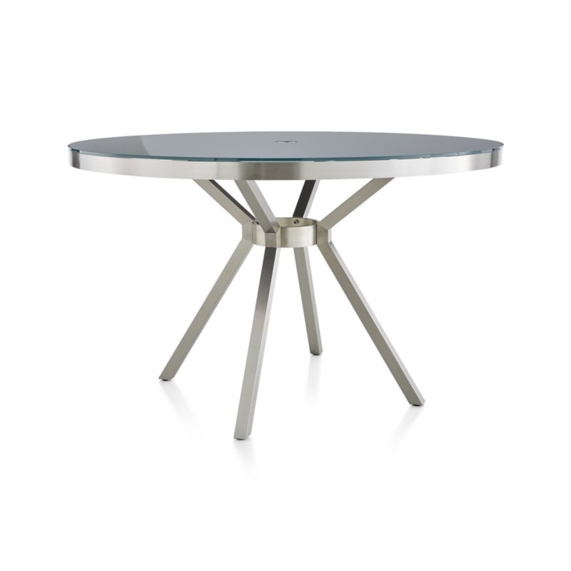 Dune Round Outdoor Dining Table with Painted Charcoal Glass - Image 1
