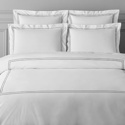 White Hotel Bedding, Duvet Cover, King, Black - Image 0