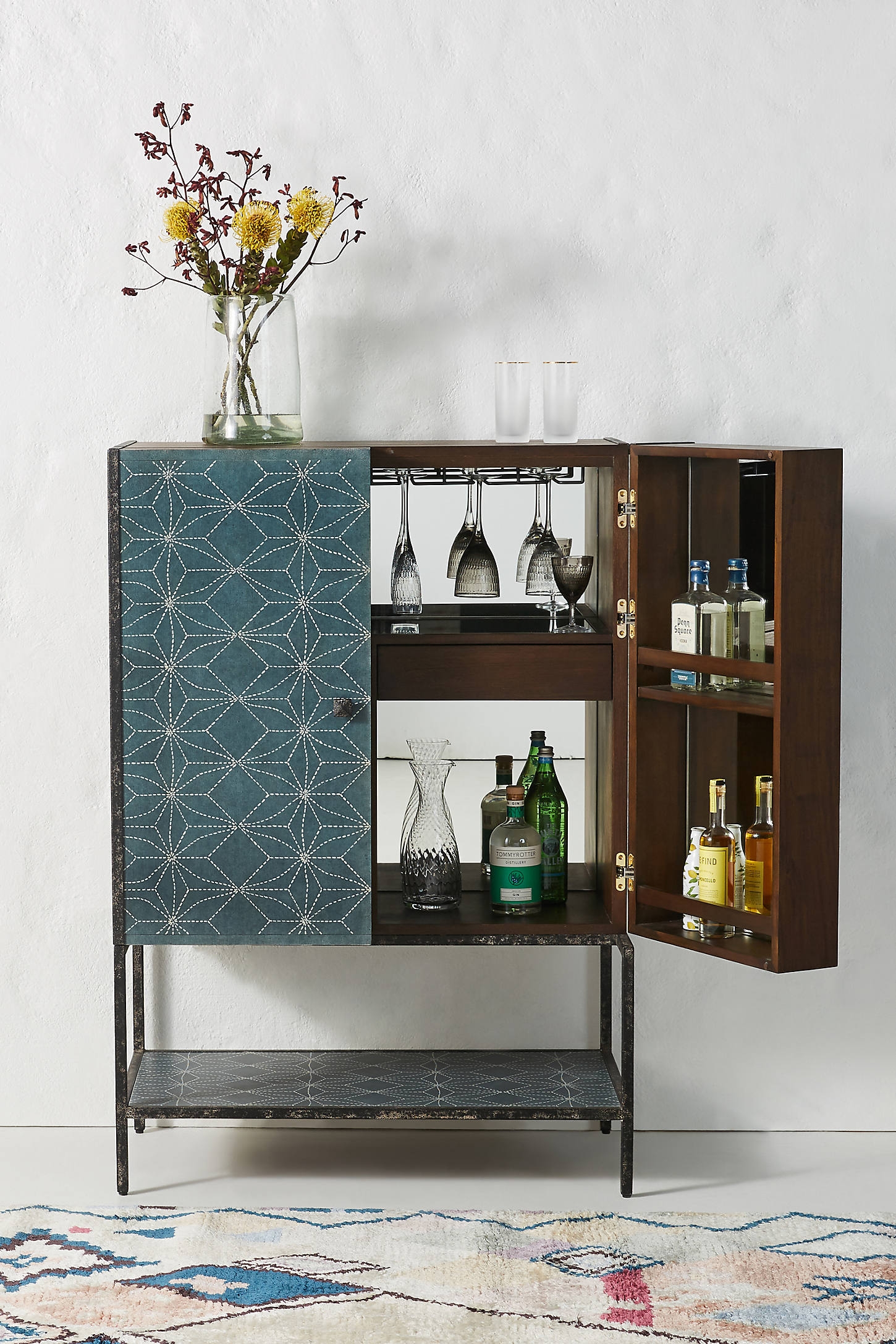 Boro Star Bar Cabinet By Tracey Boyd in Blue - Image 0