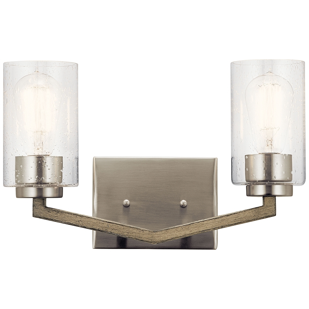Deryn 9" High Distressed Antique Gray 2-Light Wall Sconce - Style # 76D85 - Image 0