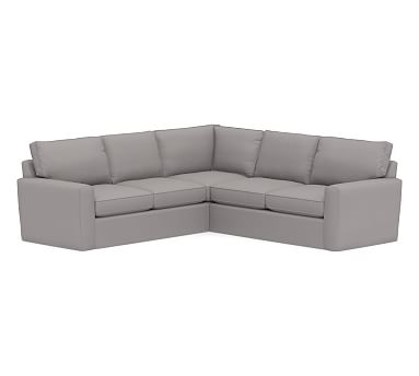 Pearce Square Arm Slipcovered 2-Piece L-Shaped Sectional, Down Blend Wrapped Cushions, Performance Twill Metal Gray - Image 0